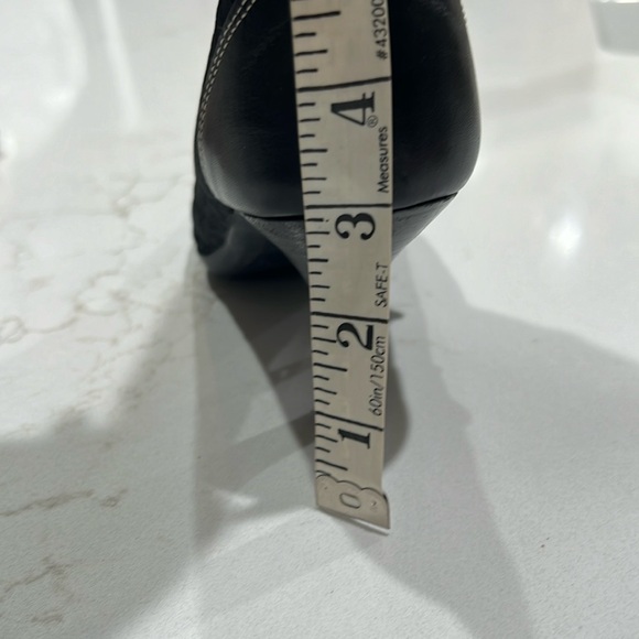 COACH Women Leather and Knit Black Sock Booties 3” Heel Made in Italy Size 7B - Picture 3 of 7